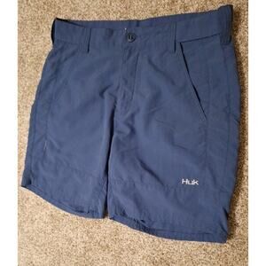 Huk Shorts Mens Size L Blue Performance Stretch Fishing Hiking Outdoor Camping
